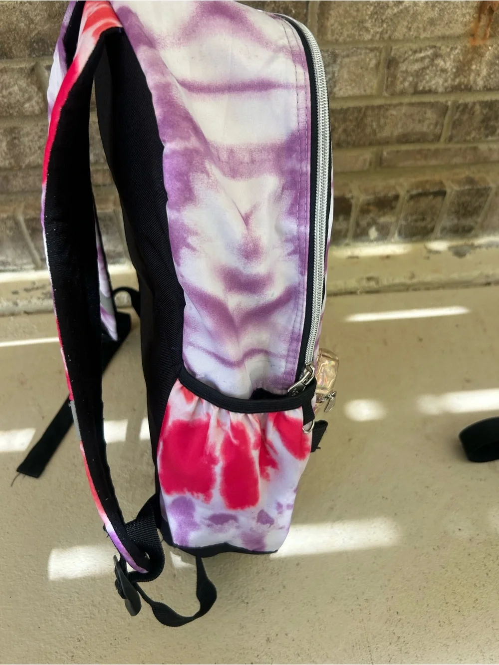 🤩 Justice Tie Dye Backpack Holographic Pocket Pink Purple Initial L School Bag